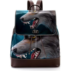 Personalizētas skolas somas Grāmatu somas pusaudžiem, Danger, Wolf, Art Painting, Multicoloured, 27 x 12,3 x 32 cm, mugursomas mugursomas, daudzkrāsains