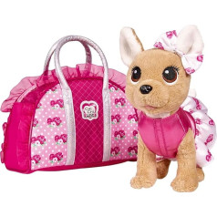 Simba 105893346 ChiChi Love Rose Fashion, čivava plīša sunītis ar mīļu rožu tērpu un piemērotu somiņu, 20 cm, no 5 gadiem