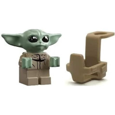 Lego Zvaigžņu kari: Bērns - Grogu - Baby Yoda minifigūriņa ar nēsātāju/ mugursomu - ļoti maza (mazāk nekā 1 collas augstumā)