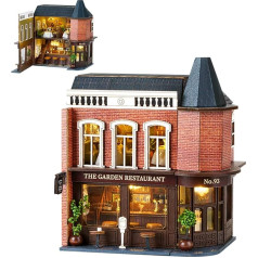 Spilay Dollhouse DIY Miniature koka mēbeļu komplekts, roku darbs Mini leļļu māja ar LED, 1: 24 mēroga radoša koka amatniecības dāvana pieaugušajiem draugiem