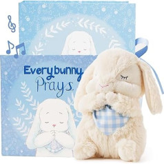 Tickle & Main Everybunny Prays Baby Toddler Praying Rabbit Dāvanu komplekts ar mūziku un lūgšanu grāmatiņu atmiņas kastītē zilā krāsā zēniem