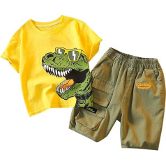 Toddler Baby Boys Apģērbi īsām piedurknēm dinozauru drukāts T-krekls + šorti 2 gabalu Boys vasaras apģērbs Baby Toddler apģērbs