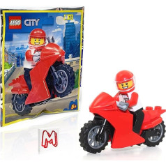 LEGO City Speed Racers minifigūriņa - motocikla braucējs ar autovadītāju folijas iepakojumā (12 gab.)