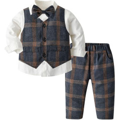 Fashion Little Child Clothing for Toddler Boys Long Sleeve T-Shirt Tops Plaid Vest Coat Pants Child Kids Gentleman Outfits