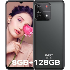 CUBOT A1 viedtālrunis bez līguma 8GB (4GB + 4GB paplašināt) RAM + 128GB ROM TF 1TB paplašināt 6,56 collu ekrāns 13MP kamera 5100mAh Android 13 Mobilais telefons 4G Dual SIM Octa Core Black