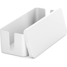 deleyCON Kabeļu vadības kārba Kabeļu organizatora kaste 40,5 cm x 15,3 cm x 13 cm Izturīga plastmasa 2 sānu kabeļu ceļveži Aizsardzība un drošība Balts