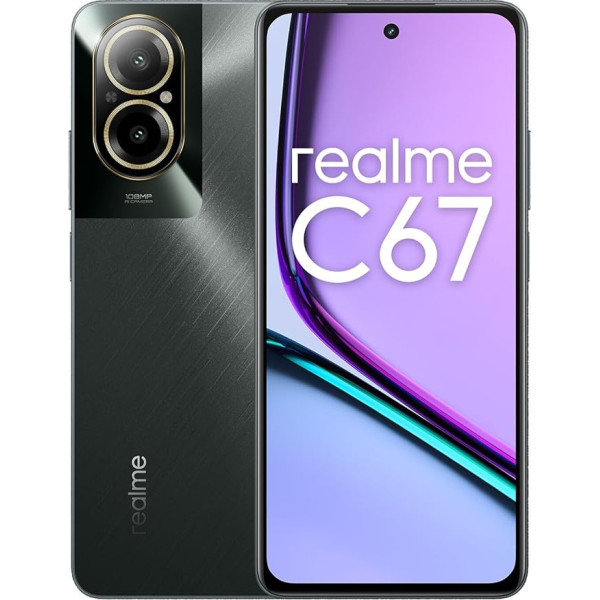 realme viedtālrunis C67 5000mAh 8GB + 256GB 6,72 collu 90Hz Dual Stereo Speaker Snapdragon 685 108MP 3X tālummaiņas kamera, Black Rock