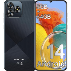 OUKITEL C53 Android 14 viedtālrunis bez līguma - 8GB + 64GB/1TB mobilais tālrunis bez līguma, Octa Core 6,6 collu HD+ viedtālrunis, 13MP + 5MP kamera, 4300mAh mobilais tālrunis, 4G Dual SIM bez SIM kartes, bez SIM bloķēšanas