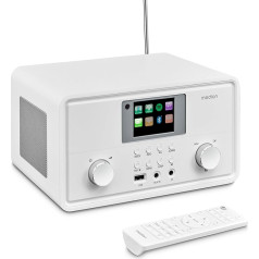 MEDION P85027 Interneta radio (DAB Plus, FM radio, Spotify Connect, WLAN, Bluetooth, straumēšana, ekvalaizeris, krāsu displejs, USB, AUX, modinātājs, Snooze funkcija, miega taimeris) Balts