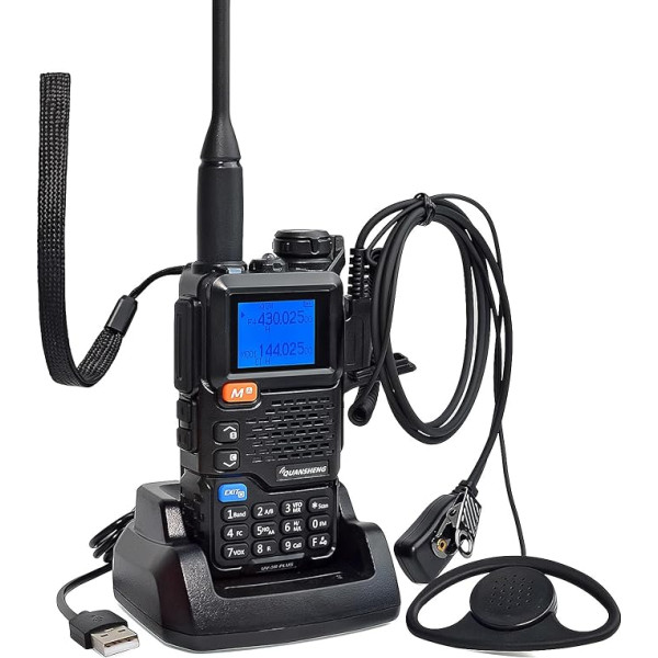 Quansheng UV5R Plus VHF UHF 5W Walkie Talkie lādētājs uzlādējamas baterijas divvirzienu radio ar austiņu pārgājieniem kempinga ceļojumiem