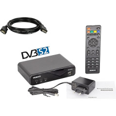 HUMAX HD Nano digitālais HD satelīta uztvērējs ar iepriekš instalētu staciju sarakstu, ieskaitot HDMI kabeli un tālvadības pulti, HDMI un SCART savienojums, Dolby Digital izeja iespaidīgai mūzikas baudīšanai