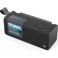 Hama Radio digitālais radio ar Bluetooth un akumulatoru DR200BT (portatīvais modulis, mobilais radio ar DAB/DAB+/FM, krāsu displejs, uzlādējams, Aux, USB-C, 8 stundu atskaņošanas laiks), melns, mazs