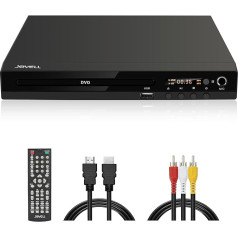 Kompakts HD DVD atskaņotājs ar Scart - Augstas kvalitātes, universāls un bezreģionāls, ar HDMI/AV un USB saskarnēm un mikrofona ligzdu, izturīgs metāla korpuss, 1080P DVD-CD atskaņotājs televizoram