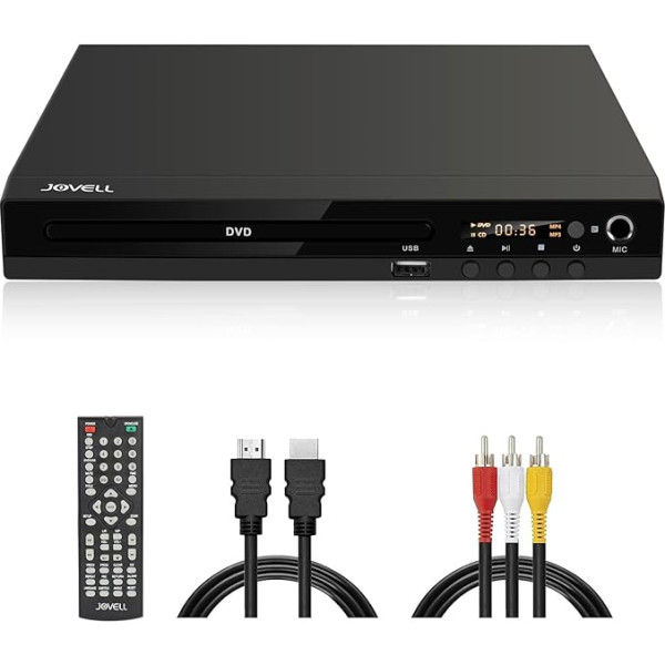 Kompakts HD DVD atskaņotājs ar Scart - Augstas kvalitātes, universāls un bezreģionāls, ar HDMI/AV un USB saskarnēm un mikrofona ligzdu, izturīgs metāla korpuss, 1080P DVD-CD atskaņotājs televizoram