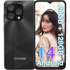 DOOGEE N55 Plus (20GB + 128GB) viedtālrunis bez līguma Android 14 6,56 collu HD+ IPS Octa Core Hndy bez līguma, 5150 mAh, 13MP + 8MP, Dual SIM 4G mobilais tālrunis Cheap 5G WiFi Simlock-free