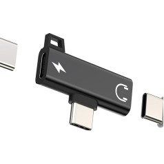 Adapteris USB C uz Jack Plug austiņas (2 in 1) Kabelis austiņu lādētāja adapteris Dual Socket Type C DAC Audio austiņas saderīgs ar Huawei Xiaomi Redmi Google Samsung Cable Car AUX