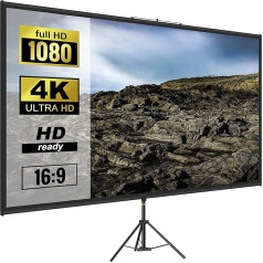 VEVOR 16:9 projektora ekrāns 4K HD ekrāns ar statīvu Projekcijas virsma 200 x 113 cm Prezentācijas ekrāns 160 grādu skata leņķis 200-250 cm Regulējams augstums Ideāli piemērots mājas kinozālēm Sanāksmju zāle Kāzas