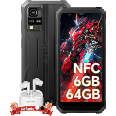 Blackview BV4800 Āra mobilais tālrunis (64GB/1TB + 6GB), 5180mAh, 6,56 collu astoņkodolu celtniecības mobilais tālrunis, Android 13 viedtālrunis bez līguma, 4G Dual SIM, 13MP + 5MP,