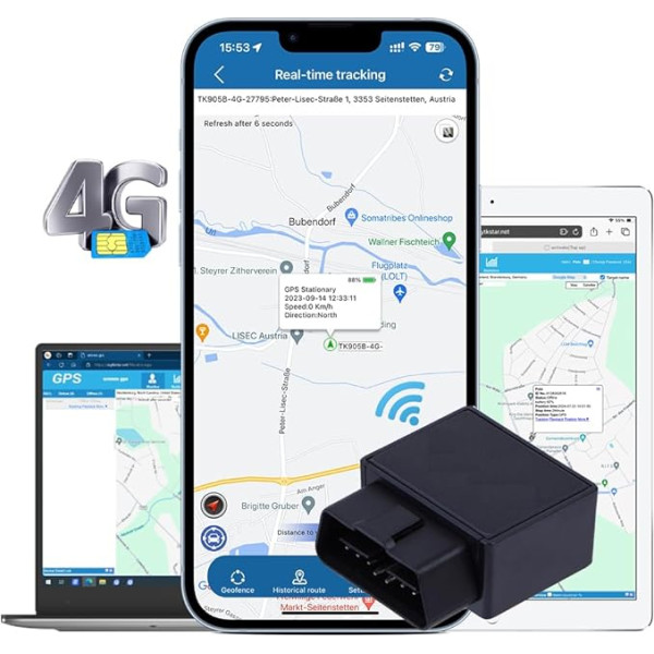 GPS Tracker 4G LTE OBD2 spraudnis automašīnām, transportlīdzekļiem, kravas automašīnām, pretaizdzīšanas tiešsaistes sistēma visā pasaulē Vairāki trauksmes režīmi Reāllaika izsekošana ar bezmaksas lietotni bez abonēšanas