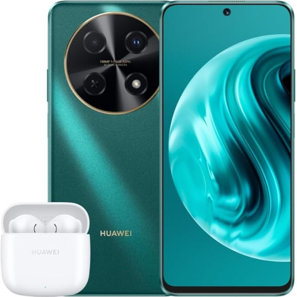 HUAWEI nova 12i viedtālrunis, 108 MP augstas izšķirtspējas fotogrāfijas, 40 W uzlāde, 5000 mAh akumulators, 6,7 collu AOD displejs, 8 GB + 128 GB, EMUI 14, LTE, Green + FreeBuds SE 2