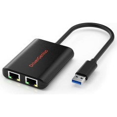 DriverGenius CU200 USB 3.0 divu portu gigabitu Ethernet tīkla kartes adapteris ar USB portu - Windows 11 un MacOS Sonoma 14