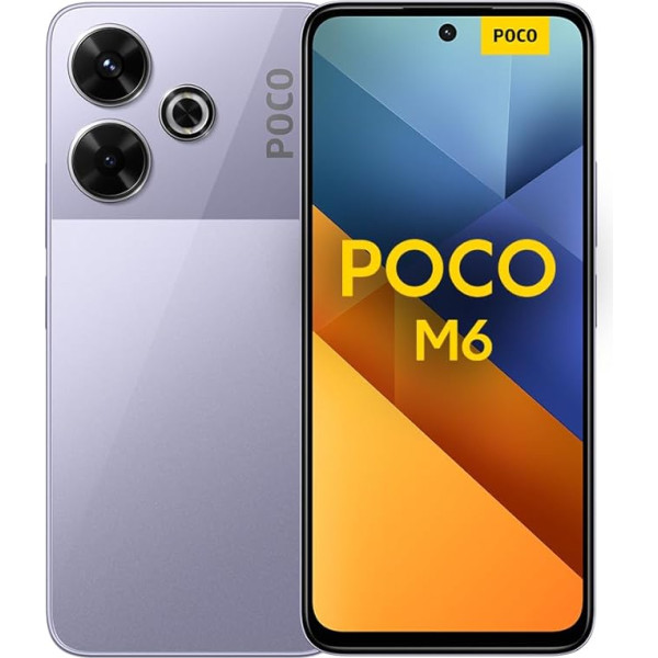 POCO M6 viedtālrunis, 6+128GB Handy ohne Vertrag, 90Hz 6,79'' FHD+Displejs, 108MP kamera, 5030mAh, 33W FastCharge, Dual-SIM, violets