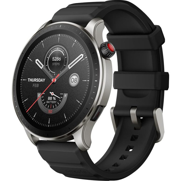 Amazfit GTR 4 46 mm viedpulkstenis ar zvanīšanu caur Bluetooth un mūzikas atmiņu, 1,43 collu AMOLED displejs, 150 sporta režīmi, Alexa, 14 dienu akumulatora darbības laiks, precīza GPS izsekošana vīriešiem un sievietēm