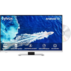 SYLVOX 22 collu Smart Camping Travel TV 12 Volt TV ar Android 11, integrētu DVD atskaņotāju, trīskāršu uztvērēju Bluetooth motorhome Truck Caravan HGVS Laivas