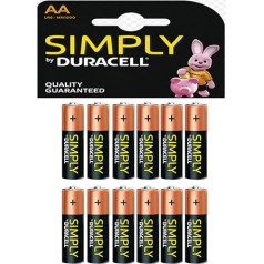 Duracell Simply AA baterijas (12 gab.)