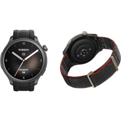 Amazfit Balance viedpulkstenis, bezkontakta maksājums, mākslīgā intelekta miega un veselības novērošanas ierīce, divjoslu GPS, Alexa, Bluetooth zvani, 14 dienu akumulatora darbības laiks + Zfit oriģinālā rezerves siksniņa, melns