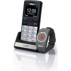 Maxcom MM 715 Großtasten Handy mit Notrufarmband (4,5 cm (1,8 Zoll) Farbdisplay, großes Telefonbuch (300), FM Radio, 1,3 Megapixel Kamera, WAP, Bluetooth) silber/schwarz