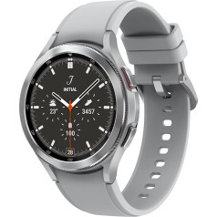 Samsung Galaxy Watch4 Classic apaļš Bluetooth viedpulkstenis Wear OS rotējošs adapteris Fitnesa pulkstenis Fitnesa sekotājs 46 mm sudraba krāsā