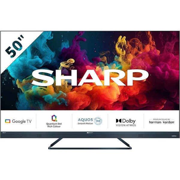 SHARP 55FQ5EG Quantum Dot Google TV 139 cm (55 collu) 4K Ultra HD QLED Google TV (Smart TV bez rāmja, Dolby Atmos, Dolby Vision IQ, HDMI 2.1 ar eARC)