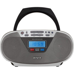 Aiwa BBTU-400SL Pārnēsājamais CD radio ar Bluetooth un USB, krāsu displejs, RDS, FM PLL, modinātājs, sudraba krāsā