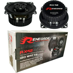 2 RENEGADE RX42 divvirzienu koaksiālie skaļruņi 4 collas 10,00 cm 100 mm 60 W RMS 120 W Max Impedance 4 Ohm 92 dB DPL priekš Sutos Black Pair