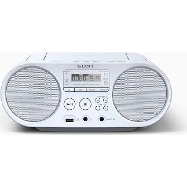 Sony ZSP-S50 CD/USB radio atskaņotājs (AM/FM), balts