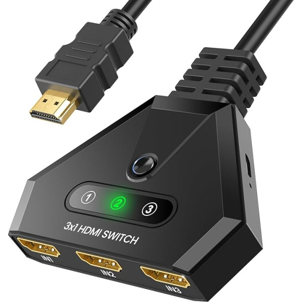 HDMI slēdzis 4K HDMI sadalītājs, UHD HDR automātiskais HDMI sadalītājs 3 in 1 Out, HDMI komutators atbalsta 4K/3D/HDR/Hd/1080P, Xbox, PS5/4/3, Blu-Ray, Fire TV Stick, HDTV un AppleTV