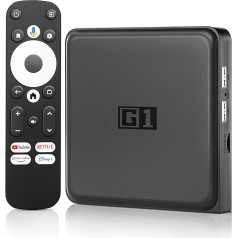 Android TV Box G1 - Smart TV Box 4K совместимый с Google Netflix Certified, TV Box Android 2024 Soporta WiFi6, BT5.0 AV1, 4G+32G, совместимость Dolby Vision & Audio, HDR10+, голосовой помощник