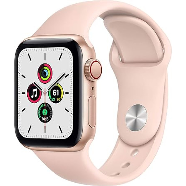 Apple Watch SE 40 mm (GPS + mobilais) - Zelta alumīnija korpuss ar rozā smilšu krāsas sporta aproci (Latvija)