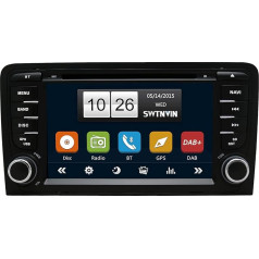 SWTNVIN Iebūvēts DAB+ Autolink Auto Radio Stereo Navigator Fits Audi A3 S3 RS3 Sportback Bluetooth 5.0 DVD atskaņotājs Audio 7 collu Touch Screen GPS Head Unit 2 DIN ar USB Video SWC SD kamera