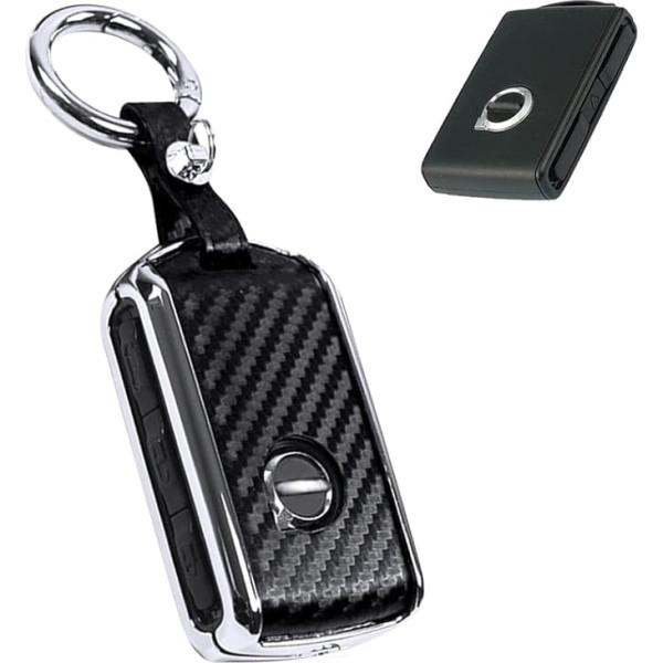 HIBEYO Smart Key Case Fits Volvo Car Key Case Key Box Protective Cover for Volvo S80 S90 XC40 XC90 V90 V90 V70 C30 Key Case Remote Control Keychain Carbon Fibre Black