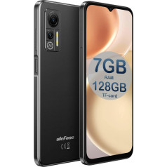 Ulefone Mobilie tālruņi bez SIM kartes, Nobeiguma 14 viedtālrunis bez SIM kartes, 4G Dual SIM, Android 12 tālrunis, 16GB, 128GB paplašināšana, 3GB RAM, 4500mAh akumulators, 6,5 collu ekrāns, pusnakts melns