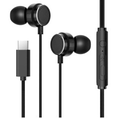 HAPPYAUDIO austiņas ar kabeli, USB C austiņas In-Ear HiFi Stereo austiņas ar mikrofonu - saderīgas ar lielāko daļu C tipa ierīču tirgū