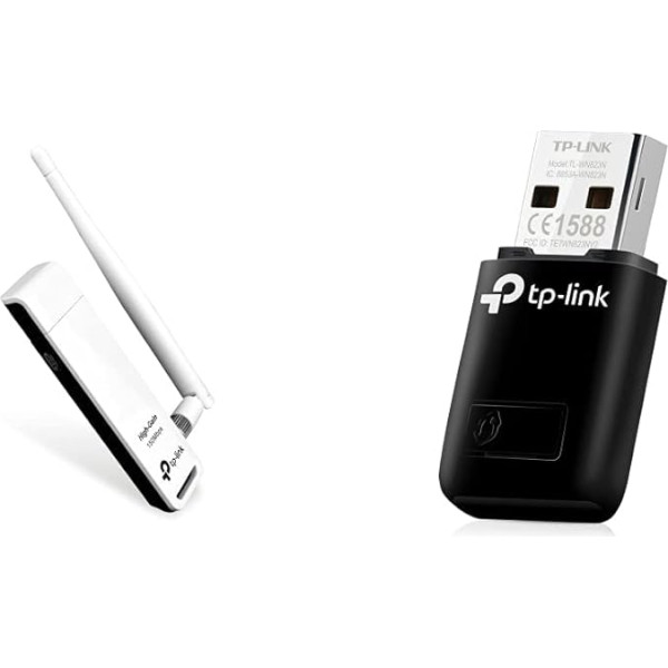 TP-Link TL-WN722N High Gain WLAN USB Adapter White/Black & TL-WN823N WLAN USB Stick Black