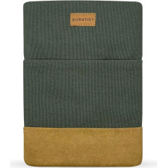 Kuratist AHOI eBook Reader Sleeve - Handmade from 100% Cotton and Edge Protection made of Paper Latex (100% Vegan) Compatible with 6.8 Inch eReaders (Plain Grey/Green)