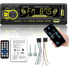 Autoradio Bluetooth 5.0 Freisprecheinrichtung, App-Steuerung, Sprachassistent, Auto-Positionierung, Audioaufnahme, 7 LED-Farben, Autoradio, 4 x 45 W FM AM RDS USB/AUX in MP3-Player, kabellose