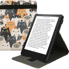 kwmobile Hülle saderīgs ar Amazon Kindle Paperwhite 11. Generation 2021 Hülle - Case mit Schlaufe und Ständer - Katzen Orange Schwarz Weiß