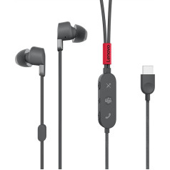 Lenovo Go USB-C iekšējās austiņas ar aktīvu trokšņu slāpēšanu, vētraini pelēkas, sertificētas datoram, vieglas un pārnēsājamas, ar atdalītu mikrofonu, USB-C digitālais audioaparāts