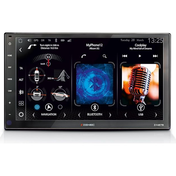 ZENEC Z-N976 - 2-Din autoradio, multivides sistēma ar 9 collu/22,9 cm skārienekrānu, multivides centrs ar DAB+, bezvadu Android Auto/Apple CarPlay, DAB+, USB, paplašināms līdz satelītnavigācijas sistēmai