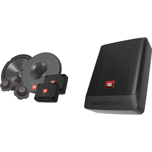 JBL Club 602CTP + Basspro Nano zem sēdekļa zemfrekvences skaļruņa komplekts